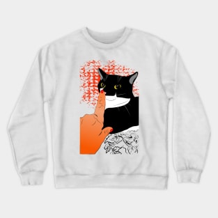 Boop the Snoot on White Cute Tuxedo Cat Nelson  Copyright TeAnne Crewneck Sweatshirt